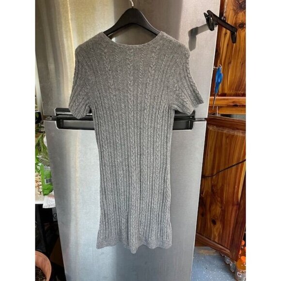 Brooks Brothers Women's size M Grey Cable Knit Short Sleeve Sweater Dress Knee L - Picture 3 of 11